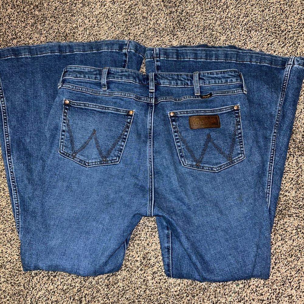 Women's Blue Flared Jeans - Picture 2 of 5